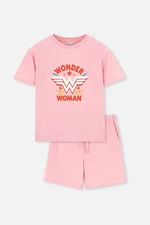 Dagi Pink Wonder Woman Printed Short Sleeved T-Shirt, Shorts and Pajamas Set