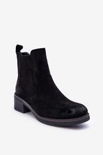 Klasické semišové boty dámské černé Metanassa