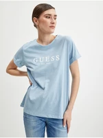 Světle modré dámské tričko Guess 1981 - Dámské