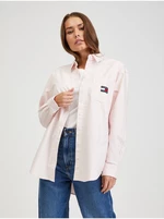 Light Pink Ladies Oversize Shirt Tommy Jeans Badge Boyfriend - Women