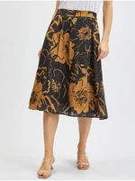 Orsay Brown-Black Women's Floral Satin Skirt - Women