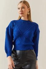 XHAN Saks Crew Neck Balloon Sleeve Sweater