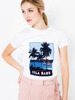 White T-shirt with print CAMAIEU - Women