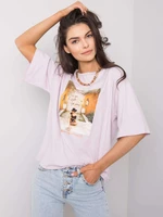 Lilac women's T-shirt with Morris print