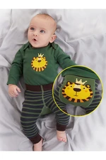 Denokids Lion Baby Boy Bodysuit Tights-Pants Set Khaki