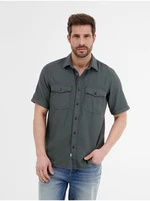 Dark green men's short sleeve shirt LERROS - Men