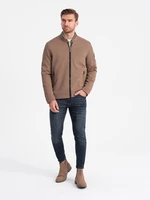 Ombre Men's BIKER jacket in structured fabric - light brown