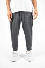 XHAN Anthracite Lozenge Pattern Relaxed Trousers 3xxe5-46970-36