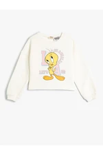 Koton Crop Sweatshirt Tweety Printed Licensed Raised Glitter Print Detailed Koton Crop Sweatshirt Tweety Printed Licensed Raised Glitter Print Detailed
