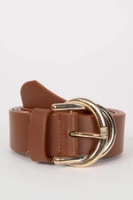 DEFACTO Woman Oval Buckle Faux Leather Classic Belt