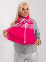 Pink-gray long scarf with fringe