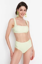 Trendyol Mint Textured High Waist Bikini Bottoms