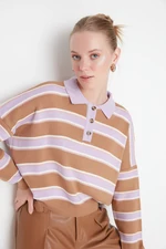 Trendyol Teve színes blokk Polo Gallér kötöttáru pulóver