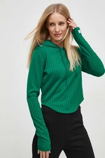 Mikina Guess ANNEKA dámská, zelená barva, s kapucí, hladká, V4RQ03 KC2U2