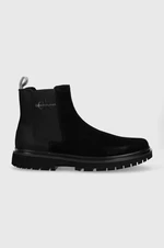 Semišové kotníkové boty Calvin Klein Jeans EVA MID CHELSEA BOOT SUEDE pánské, černá barva, YM0YM00764