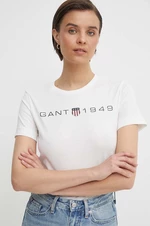Bavlnené tričko Gant dámsky, béžová farba