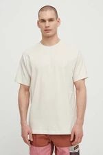 Bavlnené tričko New Balance pánske, béžová farba, s nášivkou, MT41559LIN