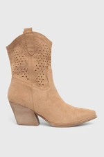 Westernové boty Answear Lab dámské, béžová barva, na podpatku
