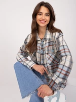 Ecru light blue thick plaid shirt by Solomia