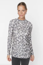 Trendyol Brown Leopard Print Knitted Body Tunic