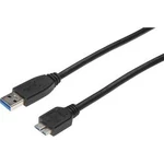 Kabel USB 3.0, vidlice A ⇔ vidlice Micro B, 1 m, černý