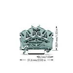 Průchodková svorka WAGO 2002-6401, osazení: L, pružinová svorka, 5.20 mm, šedá, 100 ks