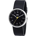Ručičkové náramkové hodinky Braun Quartz, kožený pásek, černá
