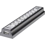 USB 2.0 hub Manhattan 10 portů, 22 mm, černá, stříbrná