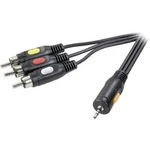 Jack / kompozitní cinch AV kabel SpeaKa Professional SP-7869872, [1x jack zástrčka 2,5 mm - 3x cinch zástrčka], 2.50 m, černá