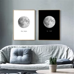 Abstract Black&White Moon Canvas Paintings Print Home Room Wall Picture Art Decor