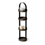 Stojan do kúpeľne z dubového dreva Wireworks Round Caddy Dark, 4 police