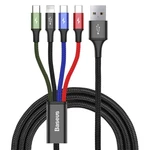 Kábel Baseus 4v1, USB/2x USB-C, Lightning, Micro USB, 1,2m (CA1T4-B01) čierny kábel 4 v 1 • dĺžka kábla 1,2 metra • maximálny výstupný prúd 3,5 A • na