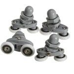 4PCS Twin Bottom Top Shower Door Rollers Pulleys Wheels Runner Slider 20mm Shower Faucet Accessories