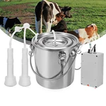 5L Electric Milking Machine Stainless Steel Bucket Pulsating Milking Machine for Farm Cows Cattle Goat Vacuum Pump Bucke