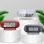 Mini Mirror Bluetooth Acoustic Alarm Clock LED Wireless Portable Music Player Alarm Clock Home Bedside Office Desktop Su
