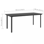 Zahradní jídelní stůl černá / sklo Dekorhome 190x90x74 cm