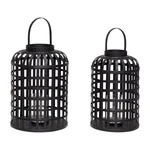 Súprava 2 čiernych bambusových lampášov Hübsch Bamboo Garo