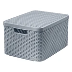 Sivý úložný box s vekom Curver Style, 30 l