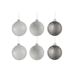 Sada 6 sklenených vianočných ozdôb v bielo-striebornej farbe J-Line Bauble, ø 8 cm