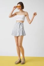 Koton Black and white Geometric Pattern Pleated Mini Skirt
