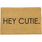 Čierna rohožka z prírodného kokosového vlákna Artsy Doormats Hey Cutie, 40 x 60 cm