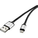 Dátový / nabíjací kábel pre Apple 1x Lightning ⇔ 1x USB 2.0, RENKFORCE, šedá, 1 m
