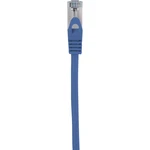 Basetech BT-1715448 RJ45 sieťové káble, prepojovacie káble CAT 6A S/FTP 15.00 cm modrá s ochranou, samozhášavý 1 ks