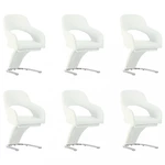 Jídelní židle 6 ks umělá kůže / chrom Dekorhome Bílá,Jídelní židle 6 ks umělá kůže / chrom Dekorhome Bílá