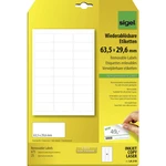 Sigel LA210 etikety 63.5 x 29.6 mm papier  biela 675 ks premiestniteľné univerzálne etikety  25 Blatt A4