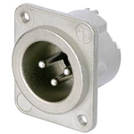 XLR zástrčka Neutrik NC3MD-LX-M3-CON, prírubová rovná, 3-pól., strieborná