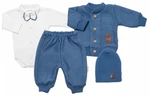 5-dílná pletená sada Baby Nellys, Boy, body, kalhoty, svetr, čepička, motýlek - modrá
, vel. 68 (3-6m)
