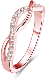 Beneto Růžově pozlacený stříbrný prsten s krystaly AGG191 60 mm