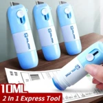 2 In 1 Express Tool Thermal Paper Correction Liquid Parcel Box Opener Knife Office Identity Data Security Protecor Liquid Eraser