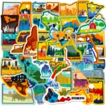 10/50Pcs United States Travel City Map Waterproof Graffiti Stickers Notebook Laptop Car DIY Removable Decoration Kids Decals